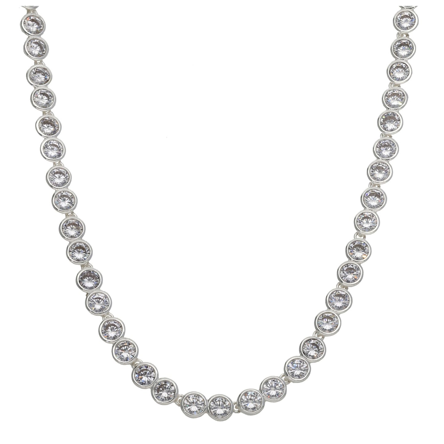 Sterling Silver Cubic Zirconia Fancy Necklace 16"