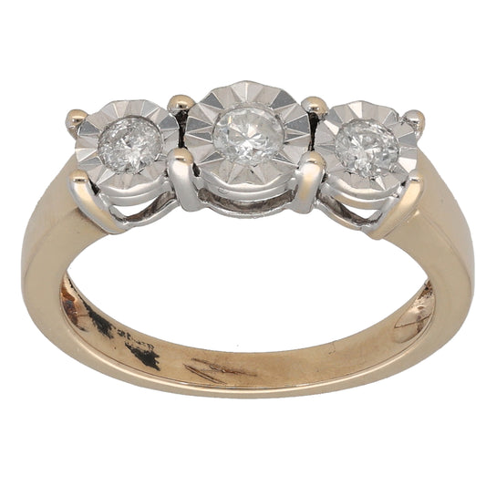 9ct Gold 0.25ct Diamond Trilogy Ring Size L