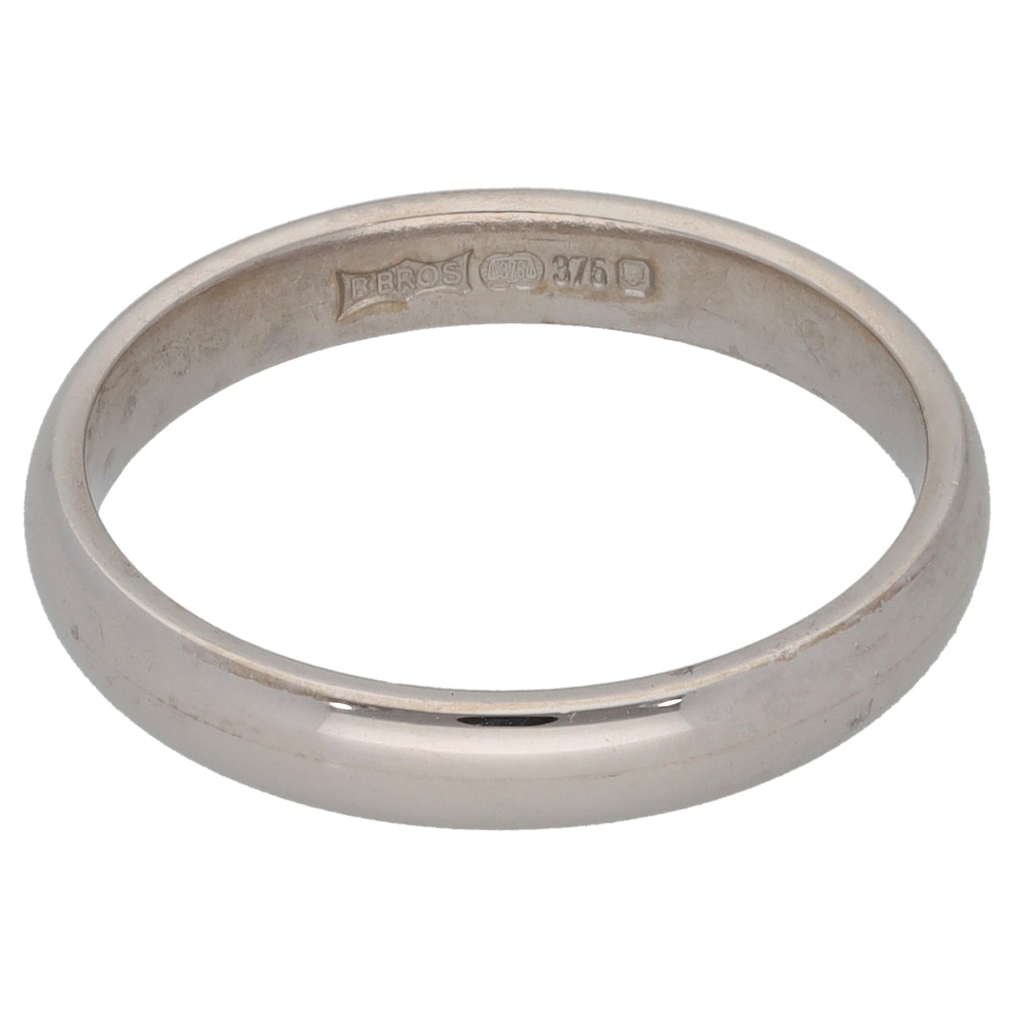 9ct White Gold Plain Wedding Ring Size K