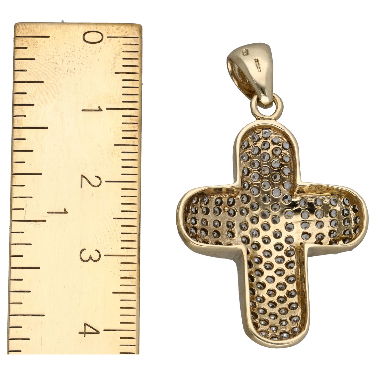 9ct Gold Cubic Zirconia Cross Pendant