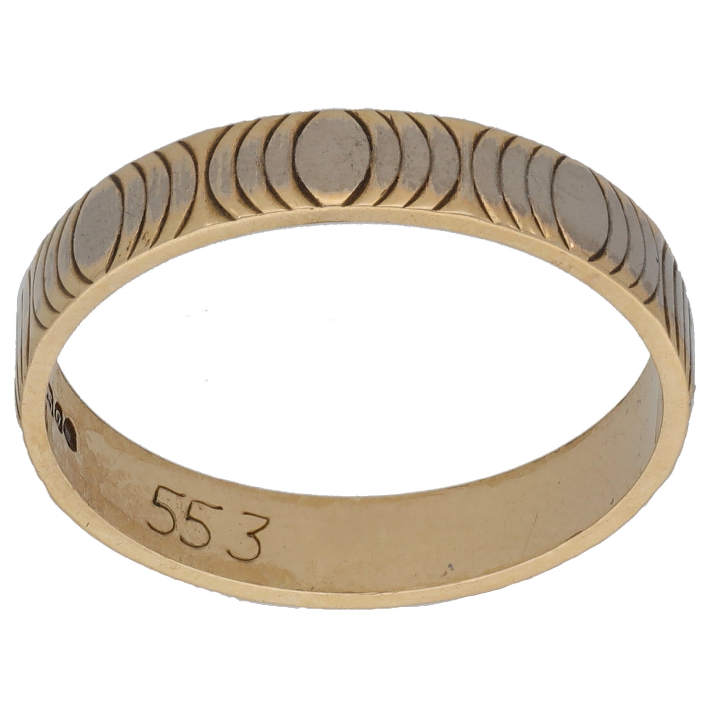 9ct Gold Patterned Wedding Ring Size P