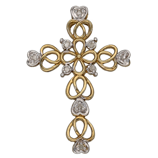 9ct Gold 0.09ct Diamond Cross Pendant