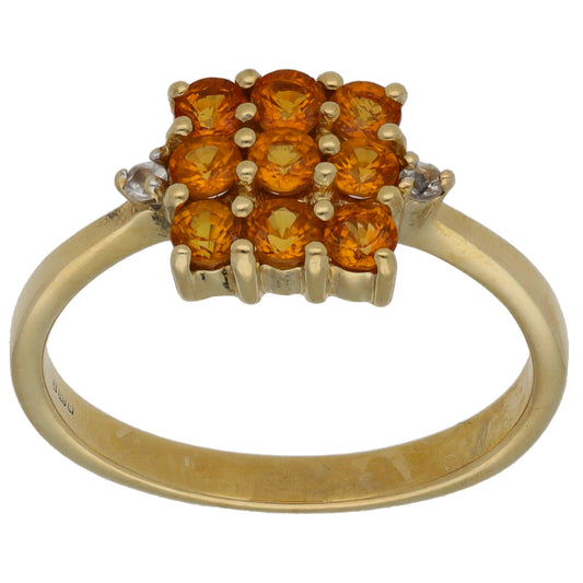 9ct Gold Citrine & Imitation Dress/Cocktail Ring Size N