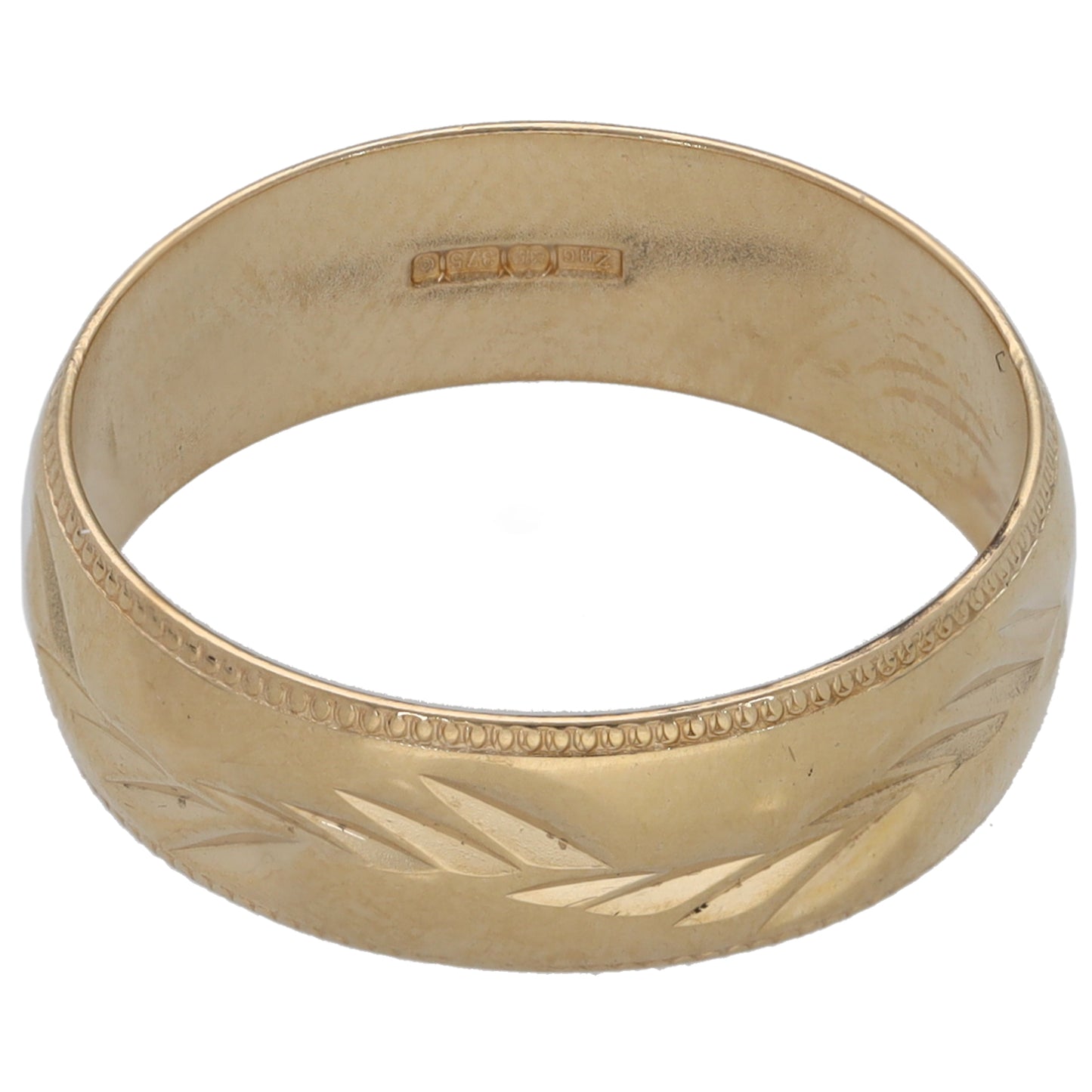 9ct Gold Patterned Wedding Ring Size N