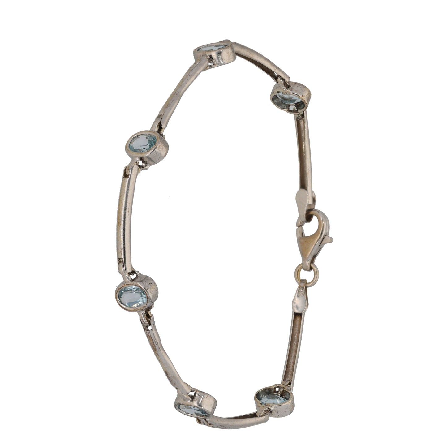 9ct White Gold Topaz Fancy Stone Set Bracelet