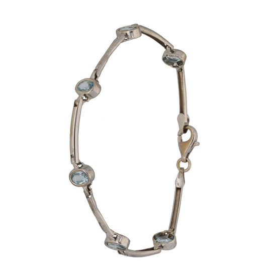 9ct White Gold Topaz Fancy Stone Set Bracelet