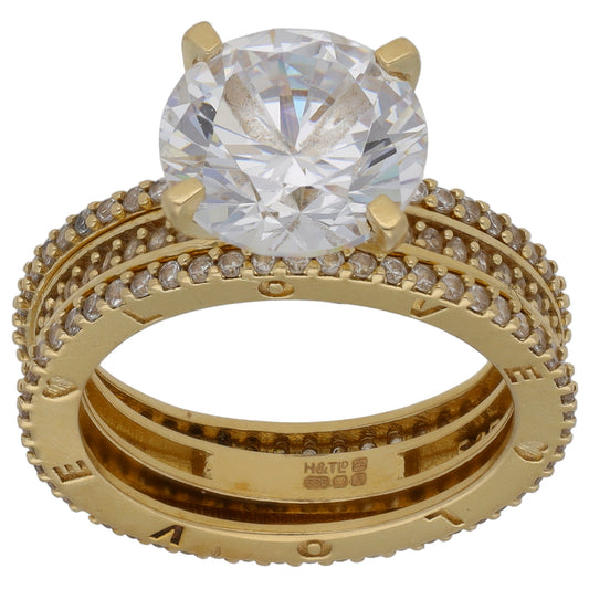 14ct Gold Cubic Zirconia "Love" Ring Set Size K