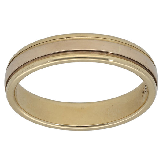 9ct Bicolour Gold Plain Wedding Ring Size N