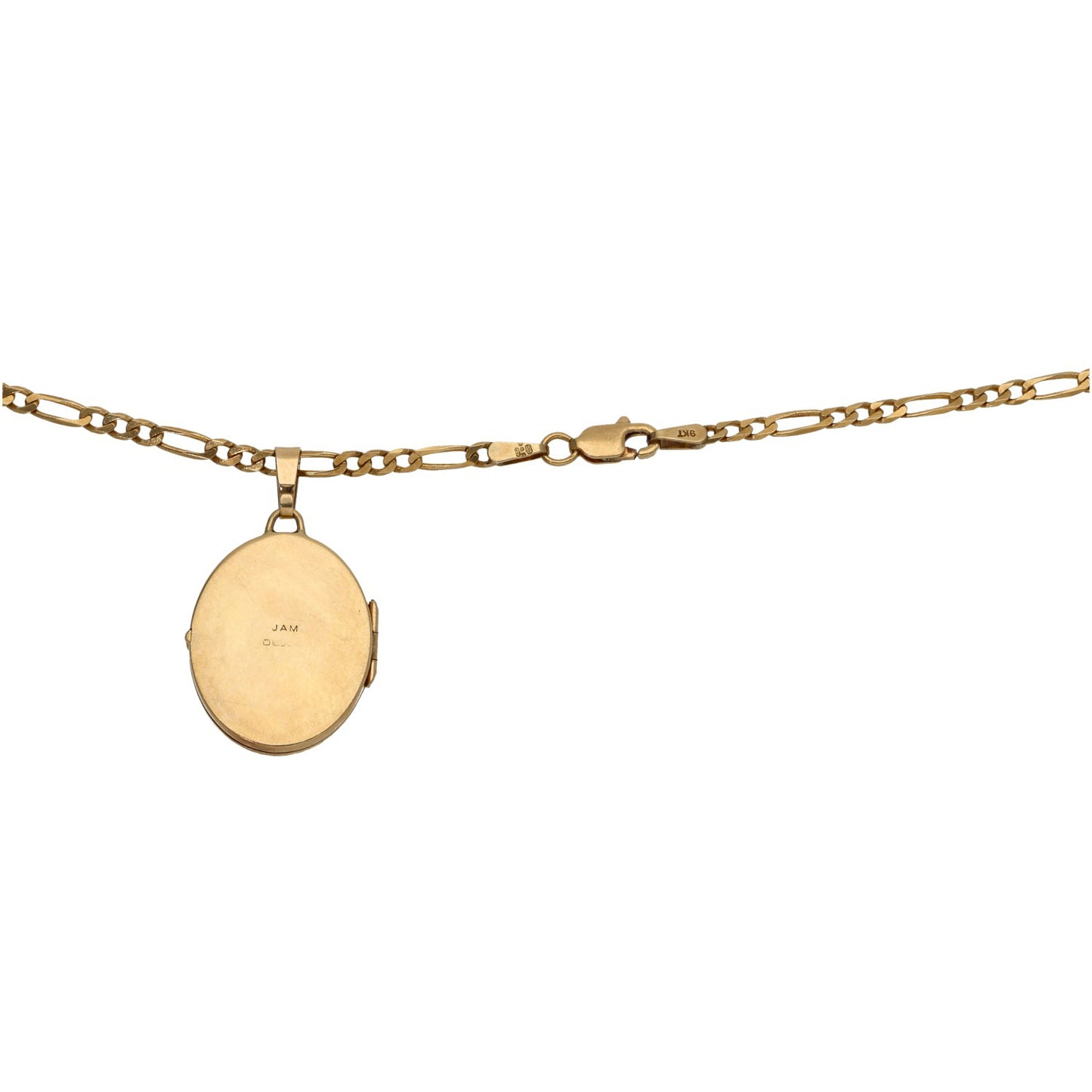 9ct Gold Patterned Locket Pendant With Chain
