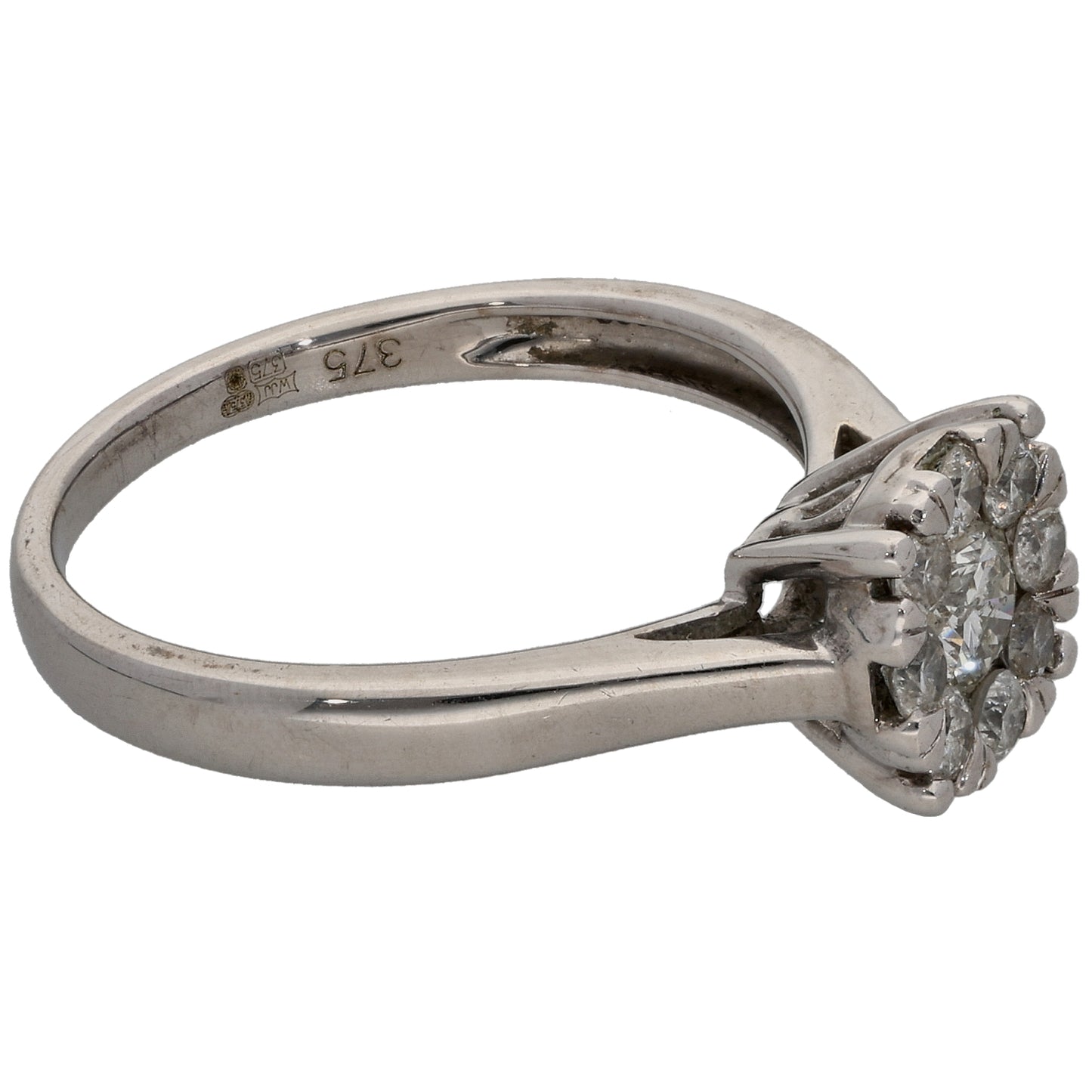 9ct White Gold 0.50ct Diamond Cluster Ring Size M