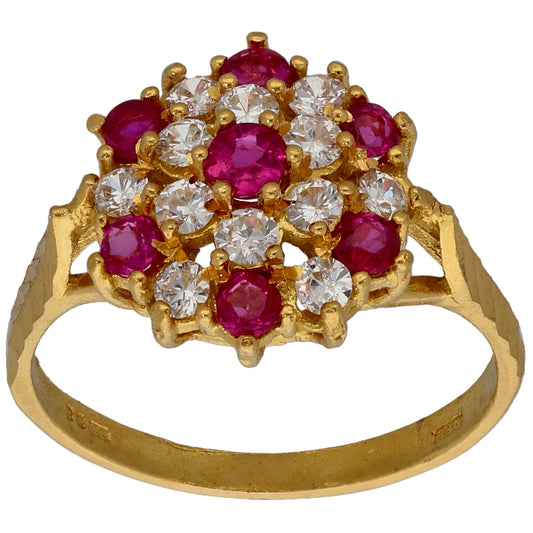 22ct Gold Imitation Gems Dress/Cocktail Ring Size O