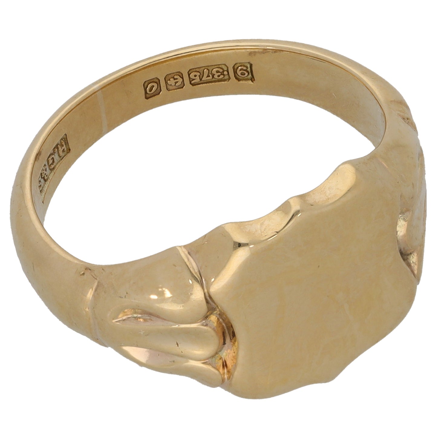 9ct Gold Patterned Signet Ring Size R