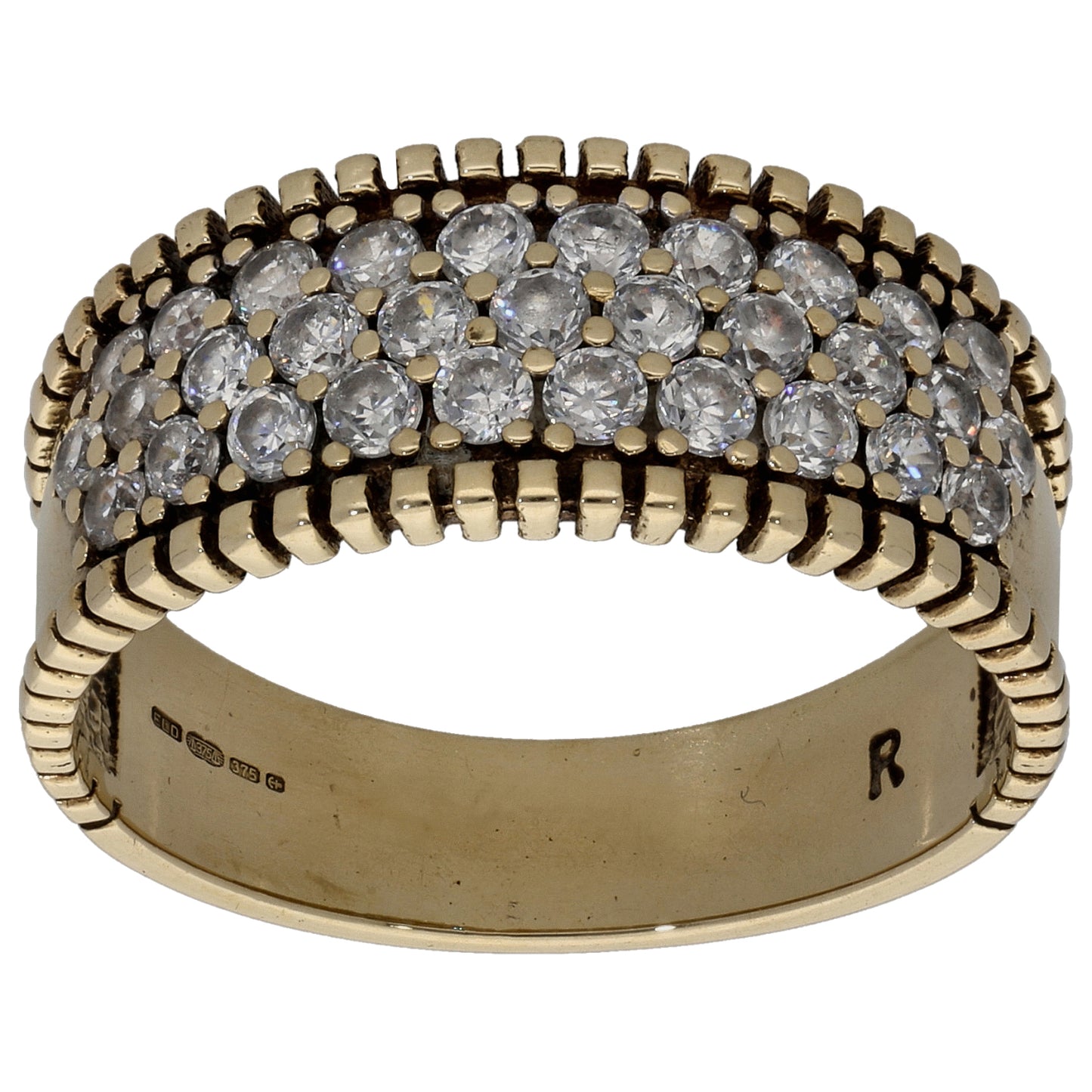 9ct Gold Cubic Zirconia Dress/Cocktail Ring Size P