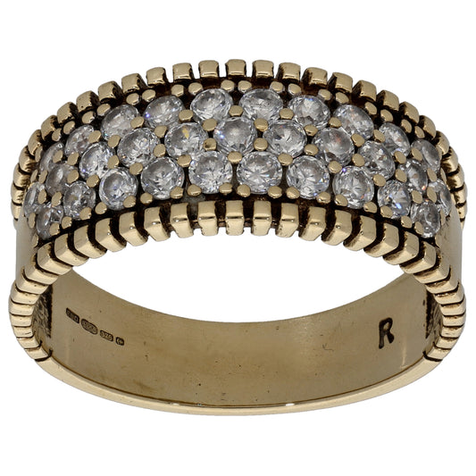 9ct Gold Cubic Zirconia Dress/Cocktail Ring Size P