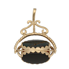 Load image into Gallery viewer, 9ct Gold Carnelian, Onyx &amp; Bloodstone Ladies Fob Pendant
