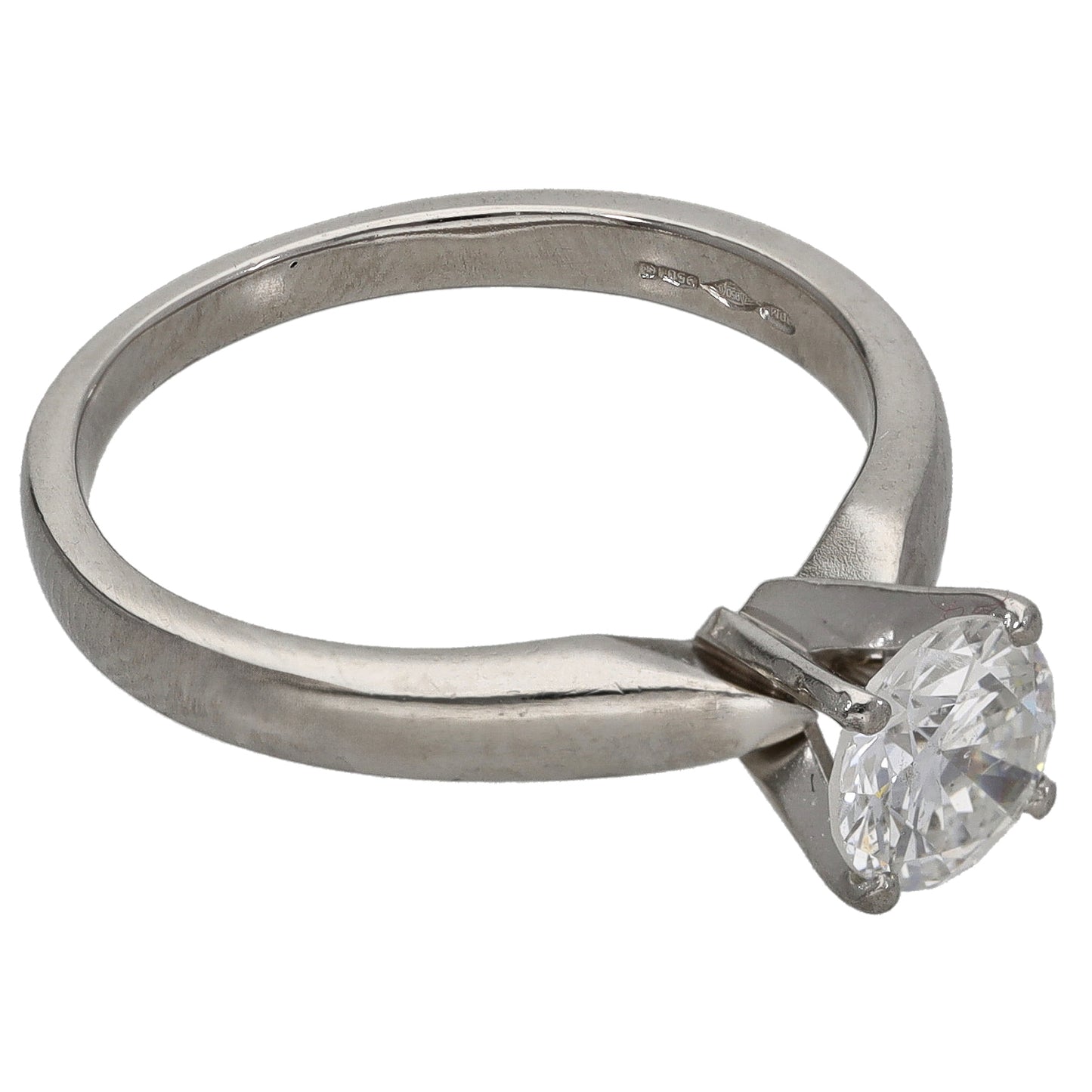 Platinum 0.95ct Diamond Solitaire Ring Size O