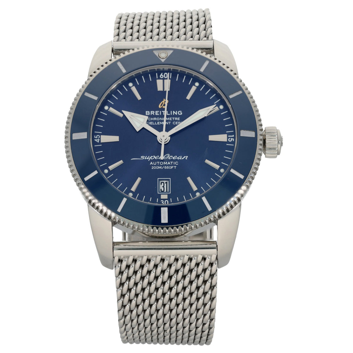 Breitling Superocean Heritage II AB2020, blue dial and bezel with stainless steel case and bracelet