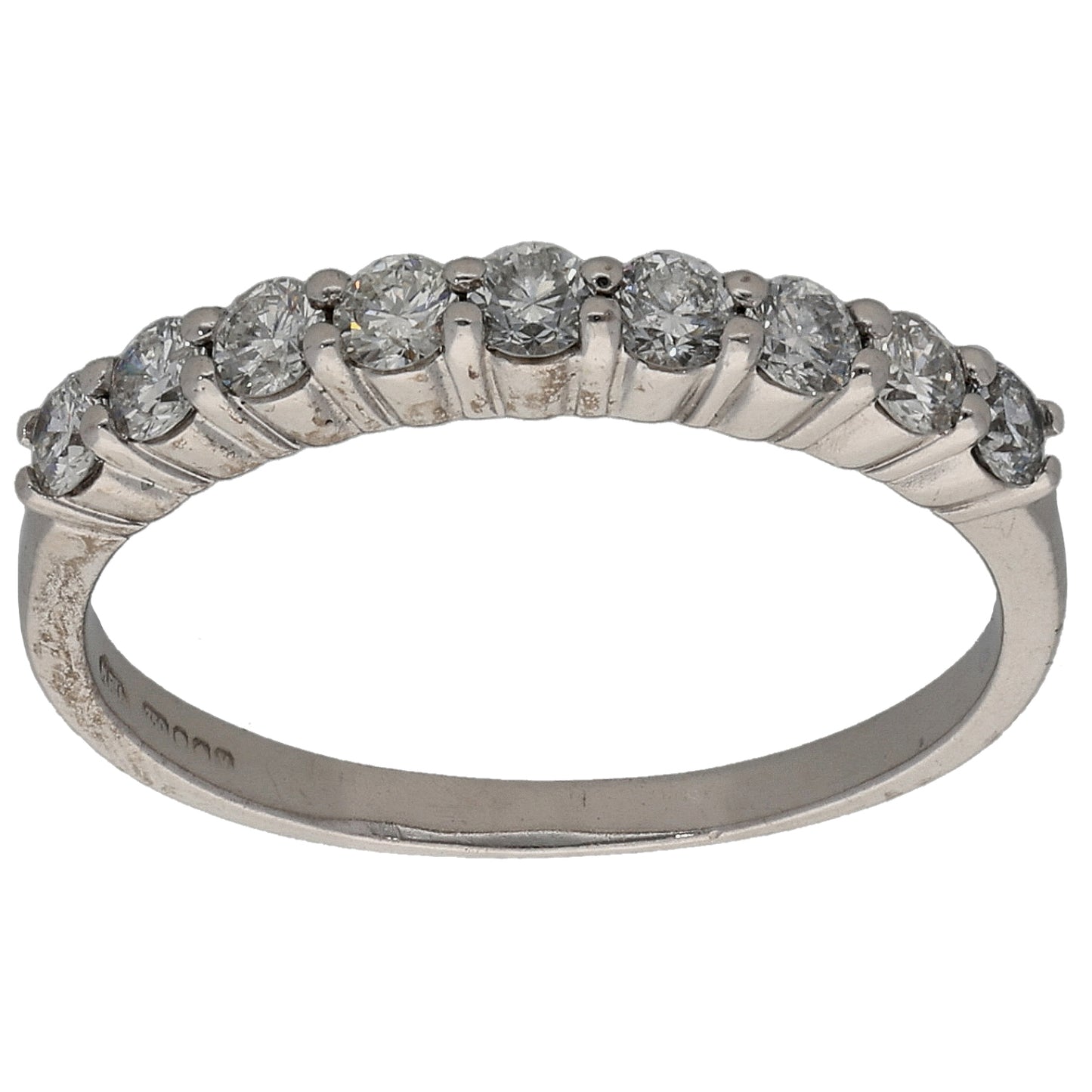 18ct White Gold 0.45ct Diamond Half Eternity Ring Size M