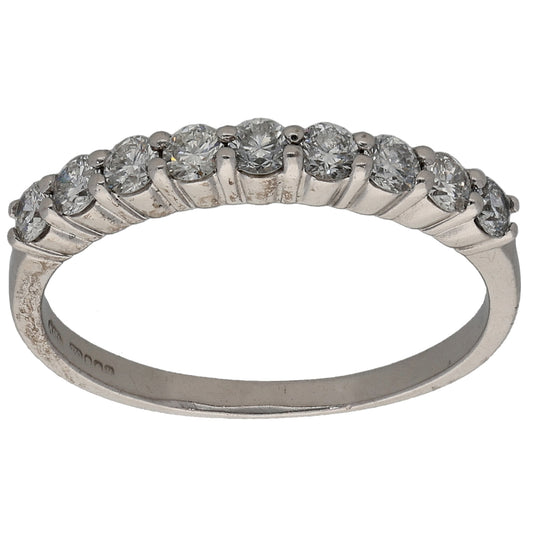 18ct White Gold 0.45ct Diamond Half Eternity Ring Size M