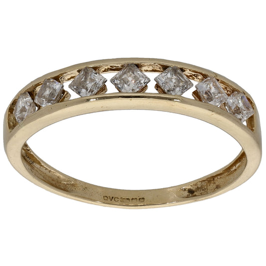 14ct Gold Cubic Zirconia Half Eternity Ring Size T