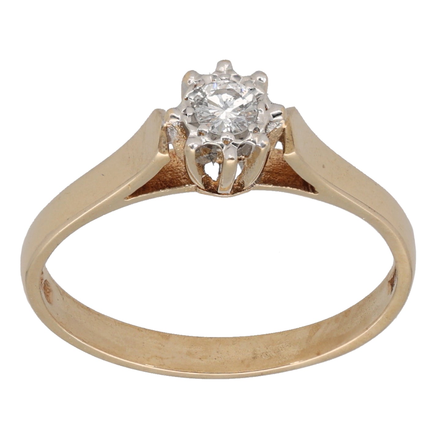 9ct Gold 0.20ct Diamond Solitaire Ring Size O