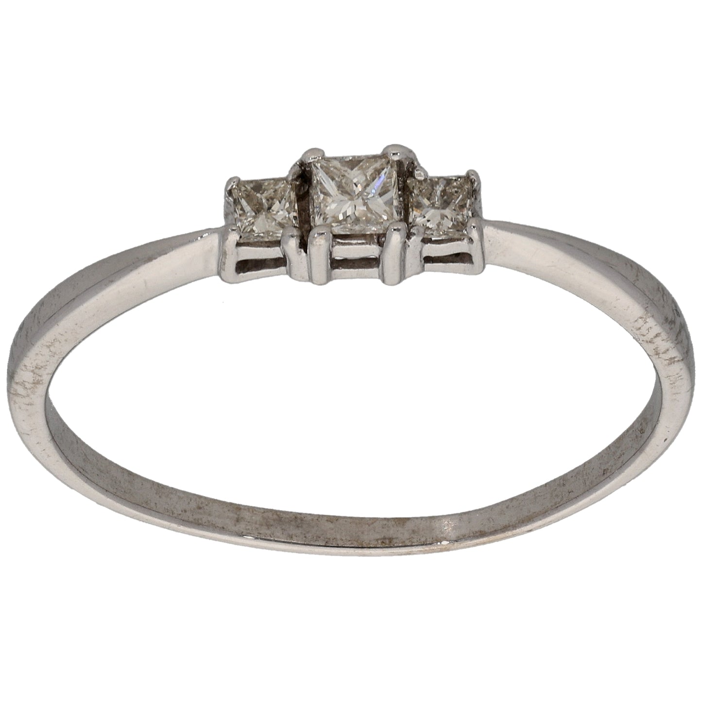 9ct White Gold 0.24ct Diamond Three Stone Ring Size W