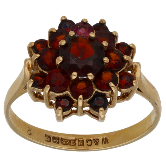 9ct Gold Garnet Dress/Cocktail Ring Size L