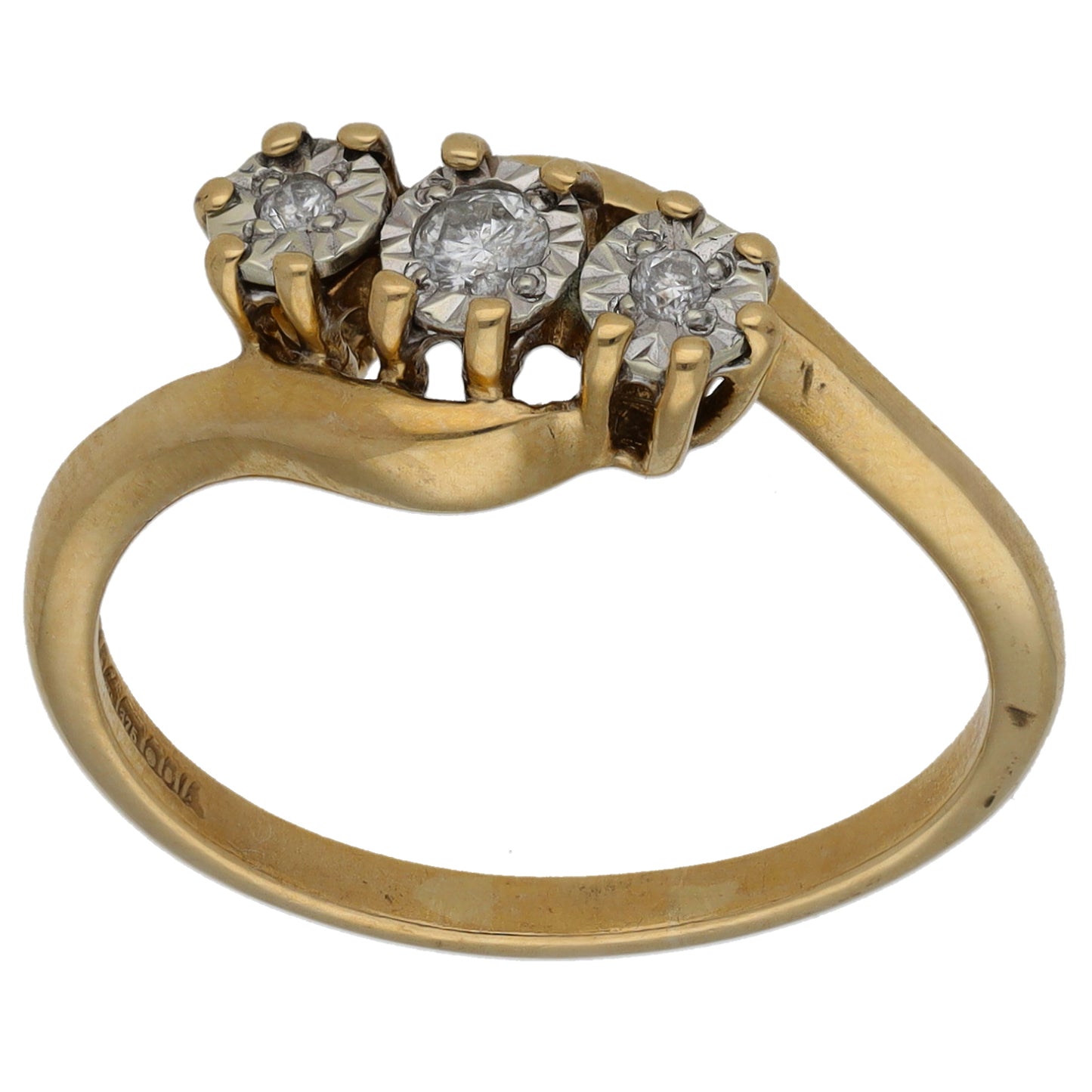 9ct White Gold 0.10ct Diamond Trilogy Ring Size P