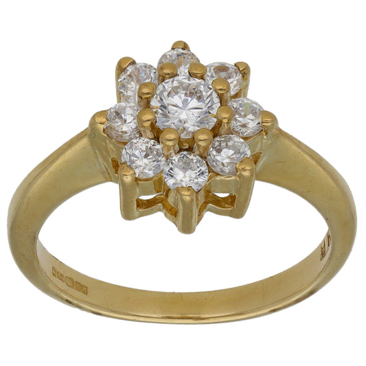 9ct Gold Cubic Zirconia Cluster Ring Size M
