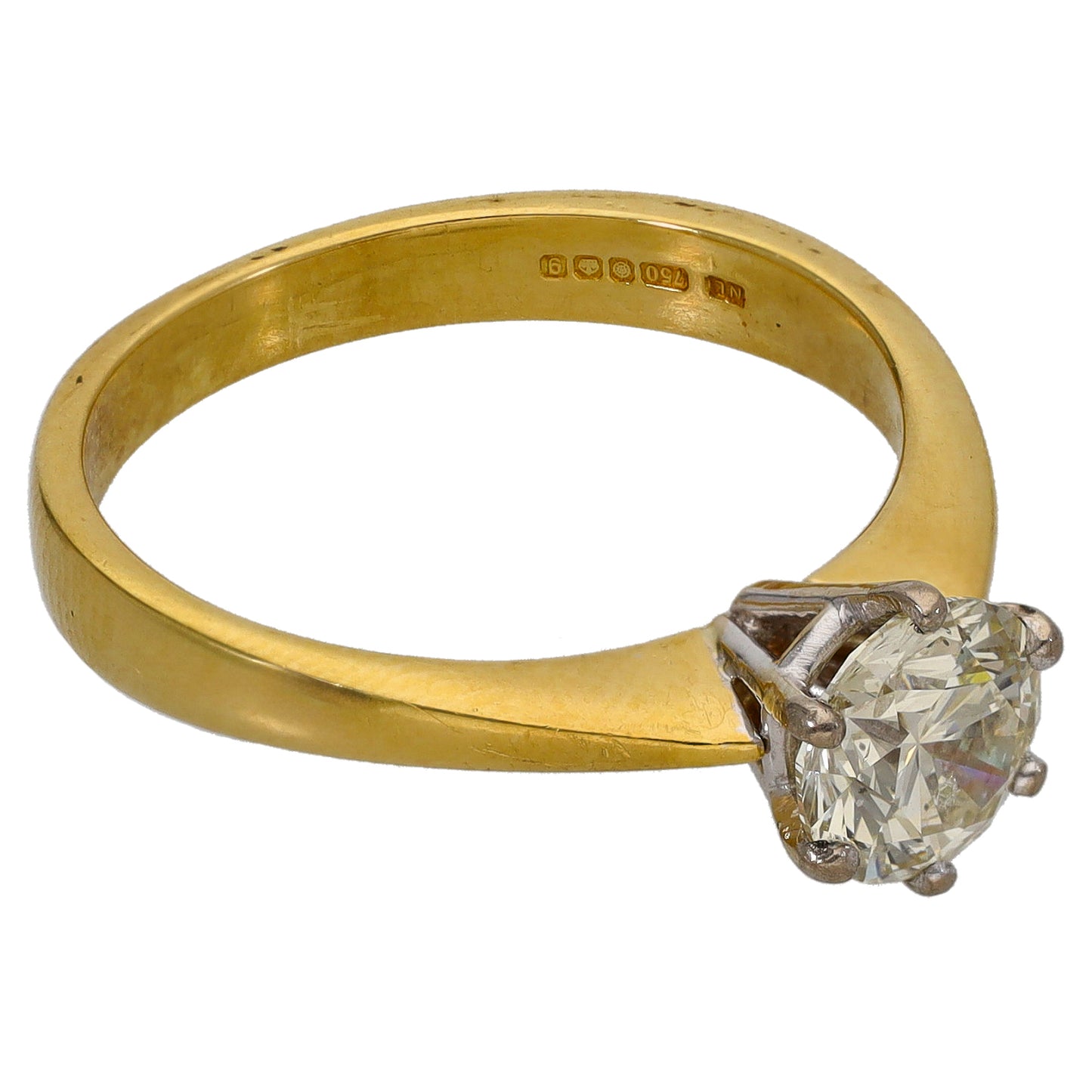 18ct Gold 1.00ct Diamond Solitaire Ring Size N