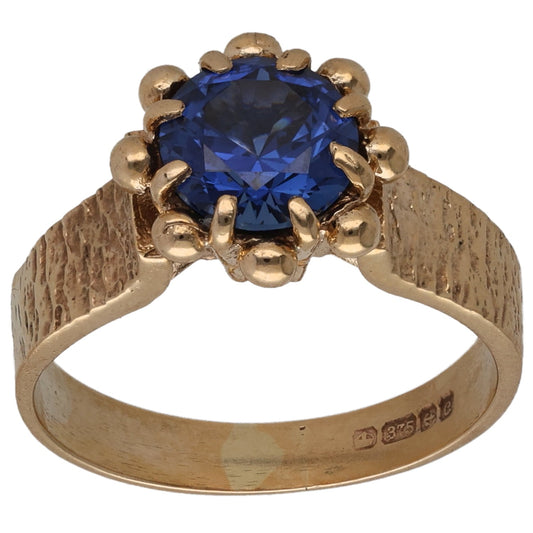 9ct Gold Imitation Single Stone Ring Size L