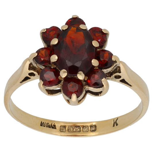 9ct Gold Garnet Dress/Cocktail Ring Size N