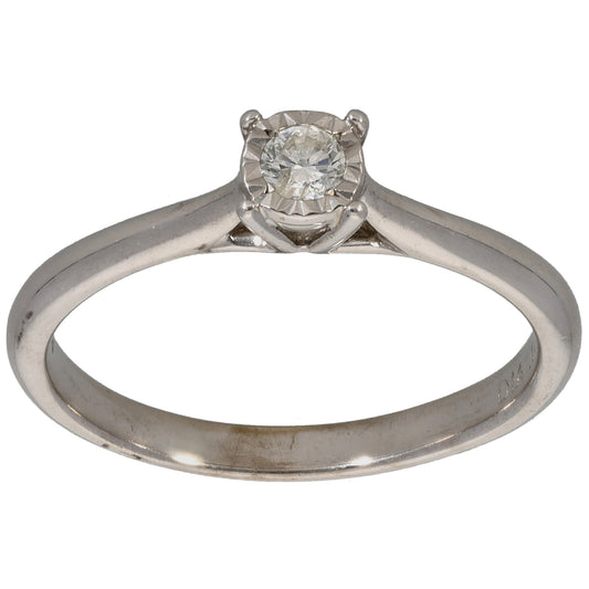 9ct White Gold 0.10ct Diamond Solitaire Ring Size M