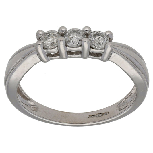 18ct White Gold 0.30ct Diamond Trilogy Ring Size K