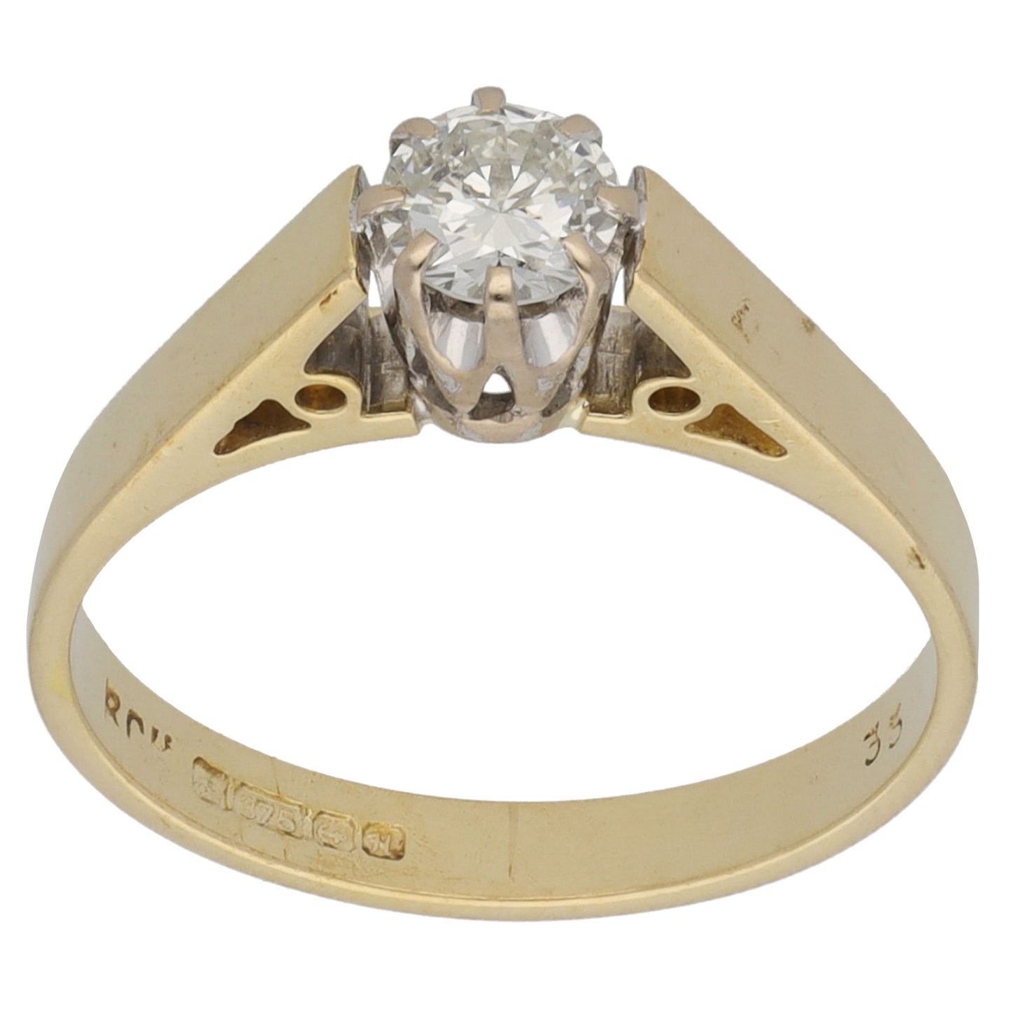9ct Gold 0.35ct Diamond Solitaire Ring Size L