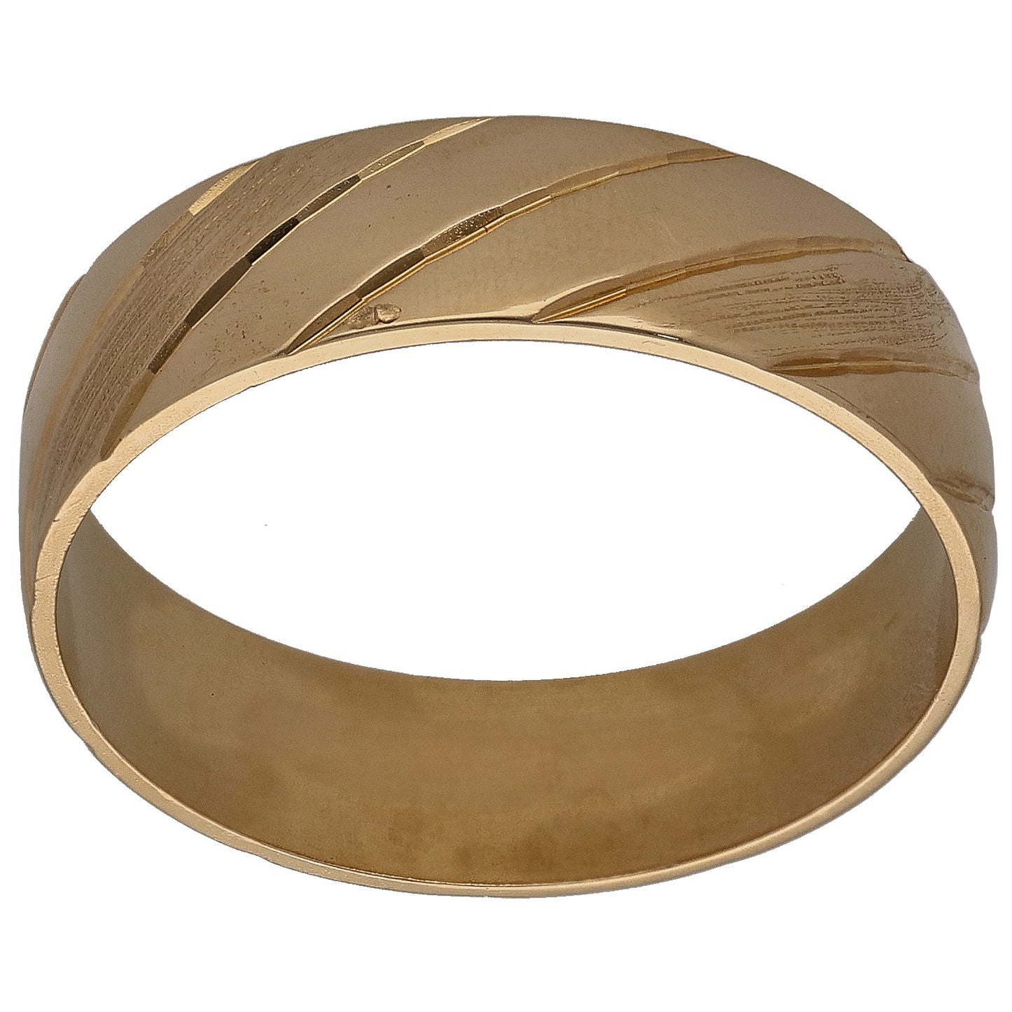 18ct Gold Patterned Wedding Ring Size T
