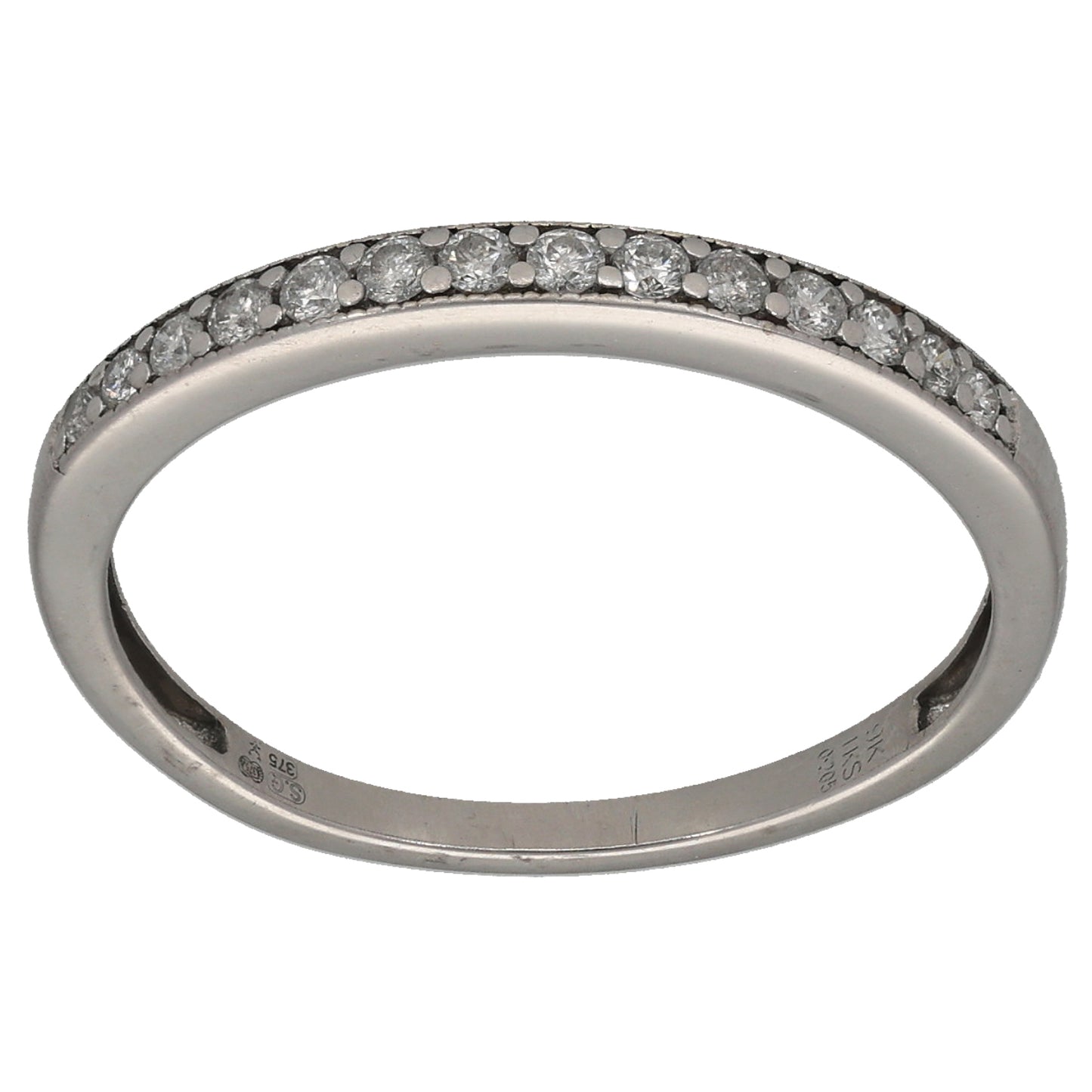 9ct White Gold 0.205ct Diamond Half Eternity Ring Size Q