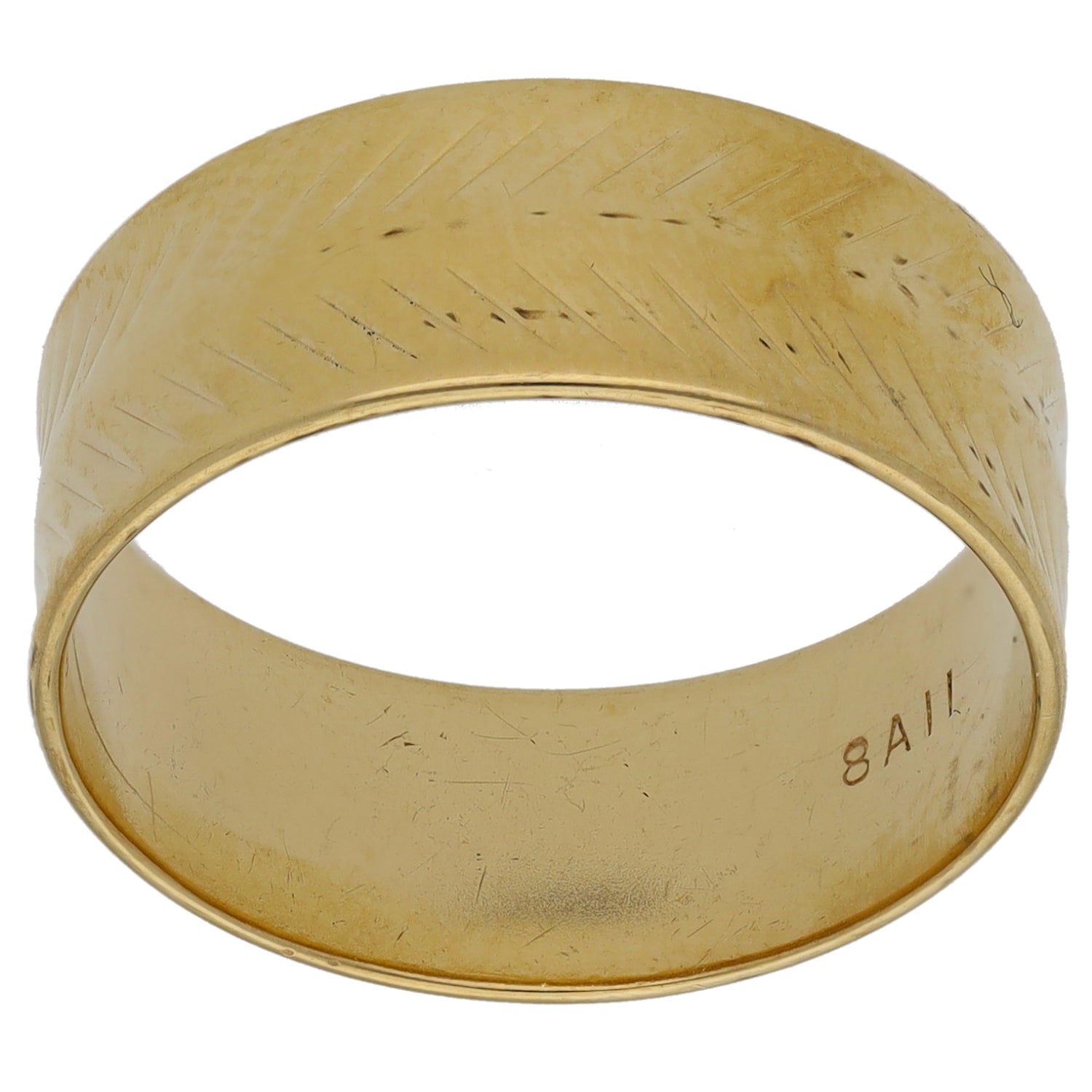 9ct Gold Patterned Wedding Ring Size R | H&T