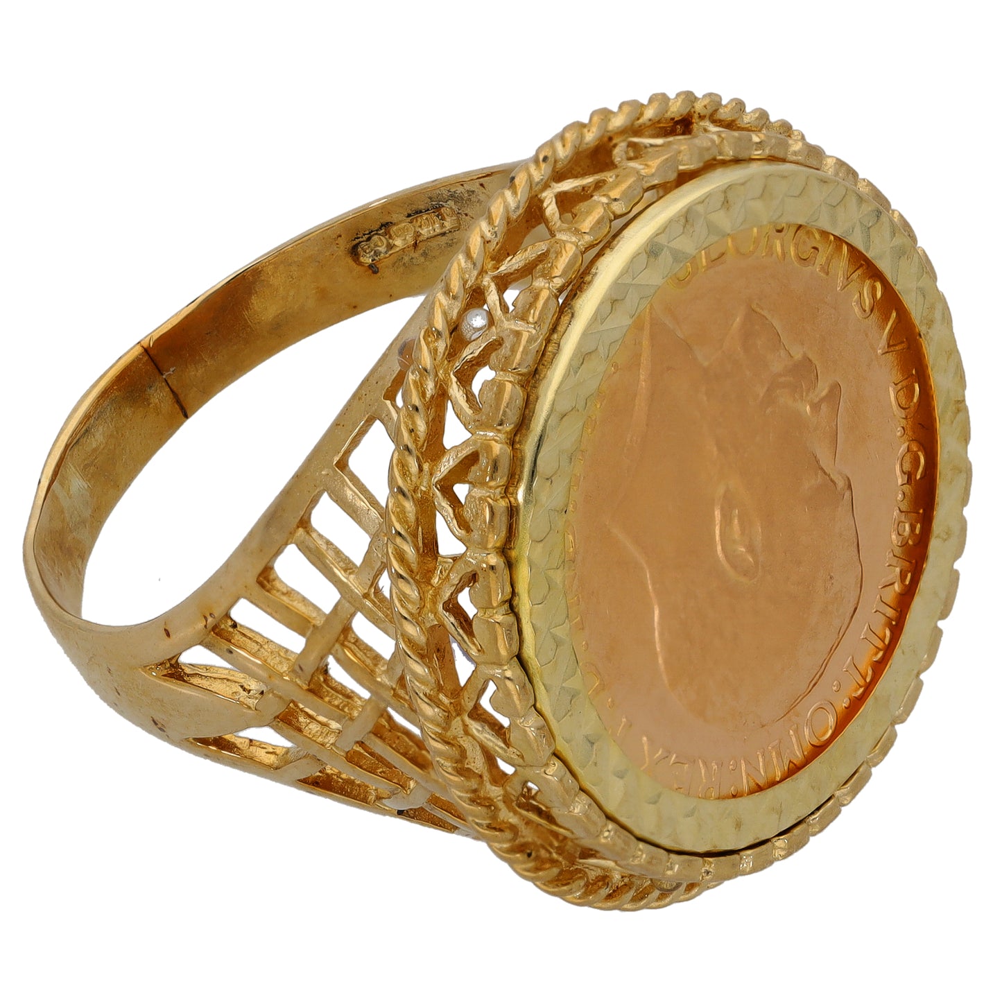 9ct Gold Full Sovereign Coin Ring Size Z