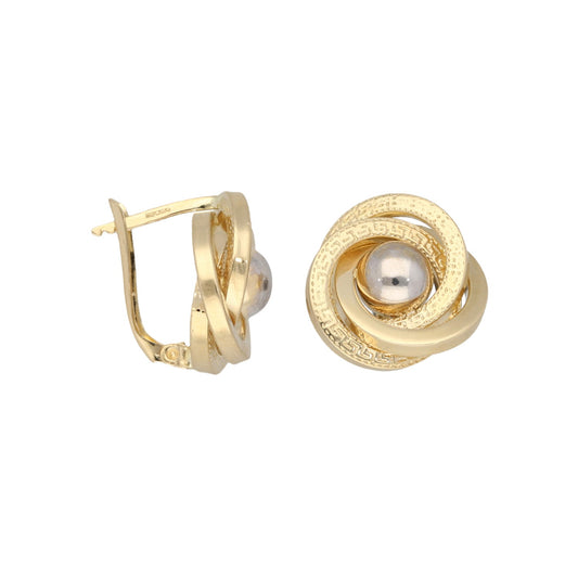 14ct Bi-Colour Gold Spiral Ball Earrings