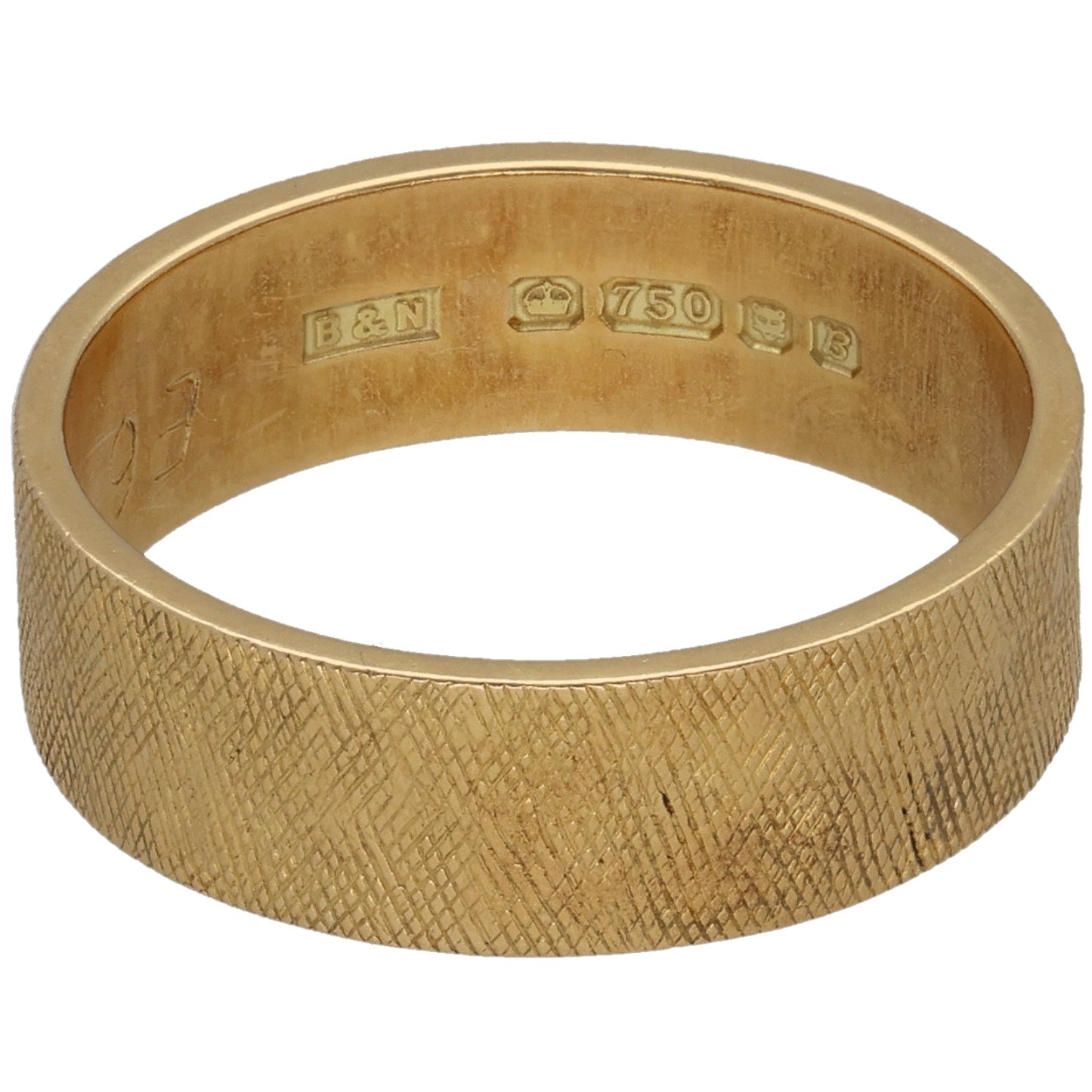 18ct Gold Patterned Wedding Ring Size N