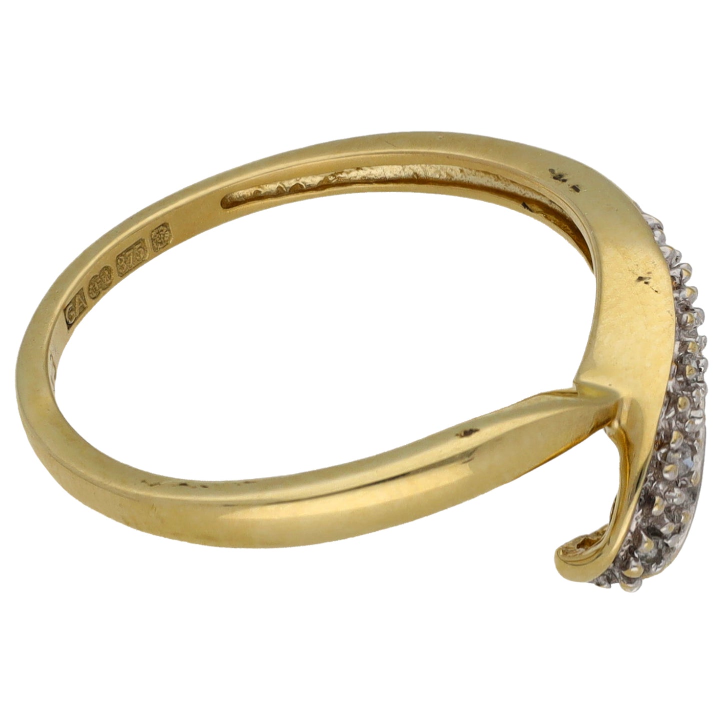 9ct Gold 0.03ct Diamond Wishbone Ring Size N