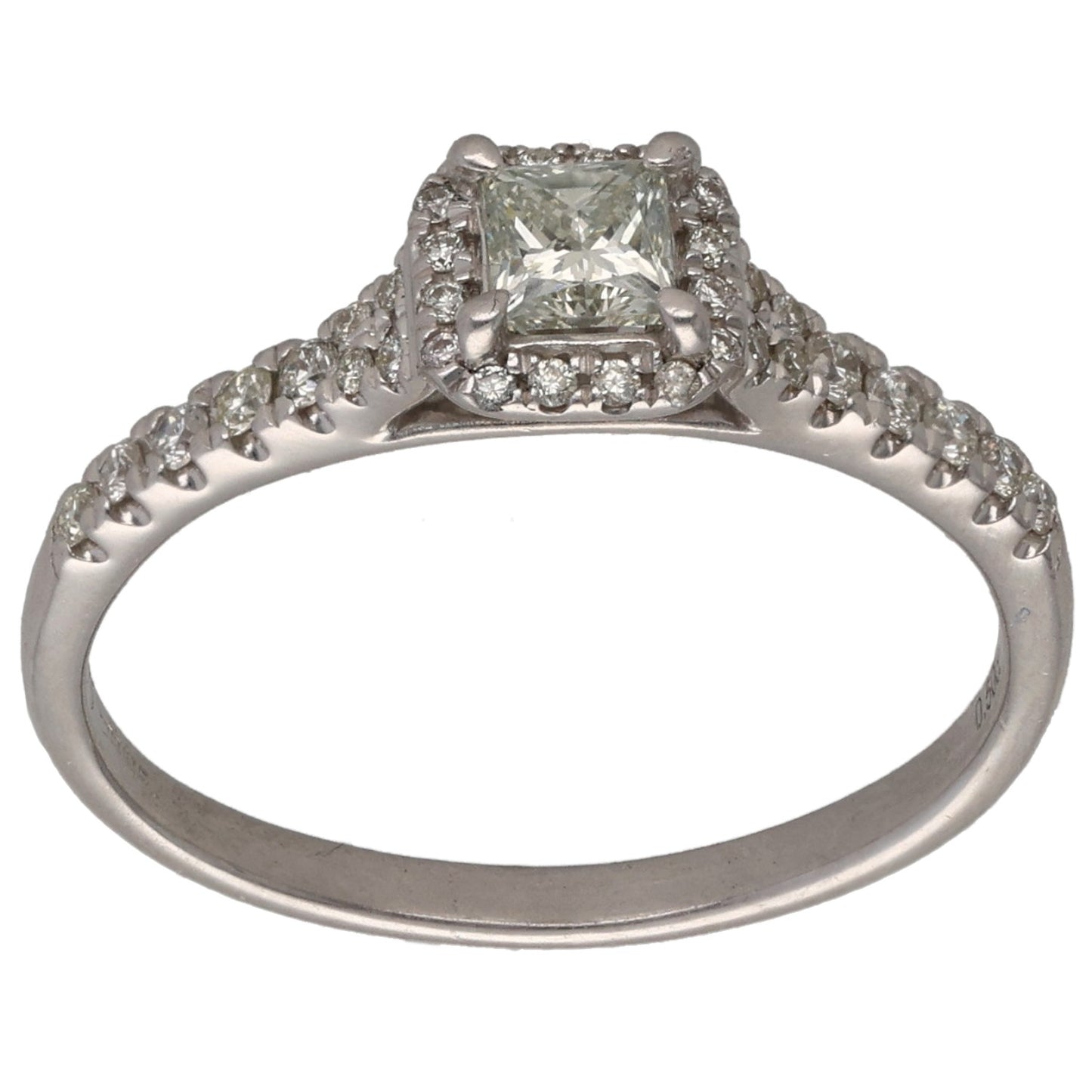 9ct White Gold 0.50ct Diamond Solitaire Ring With Accent Stones Size N