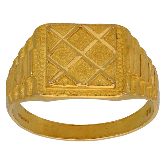 22ct Gold Patterned Signet Ring Size U