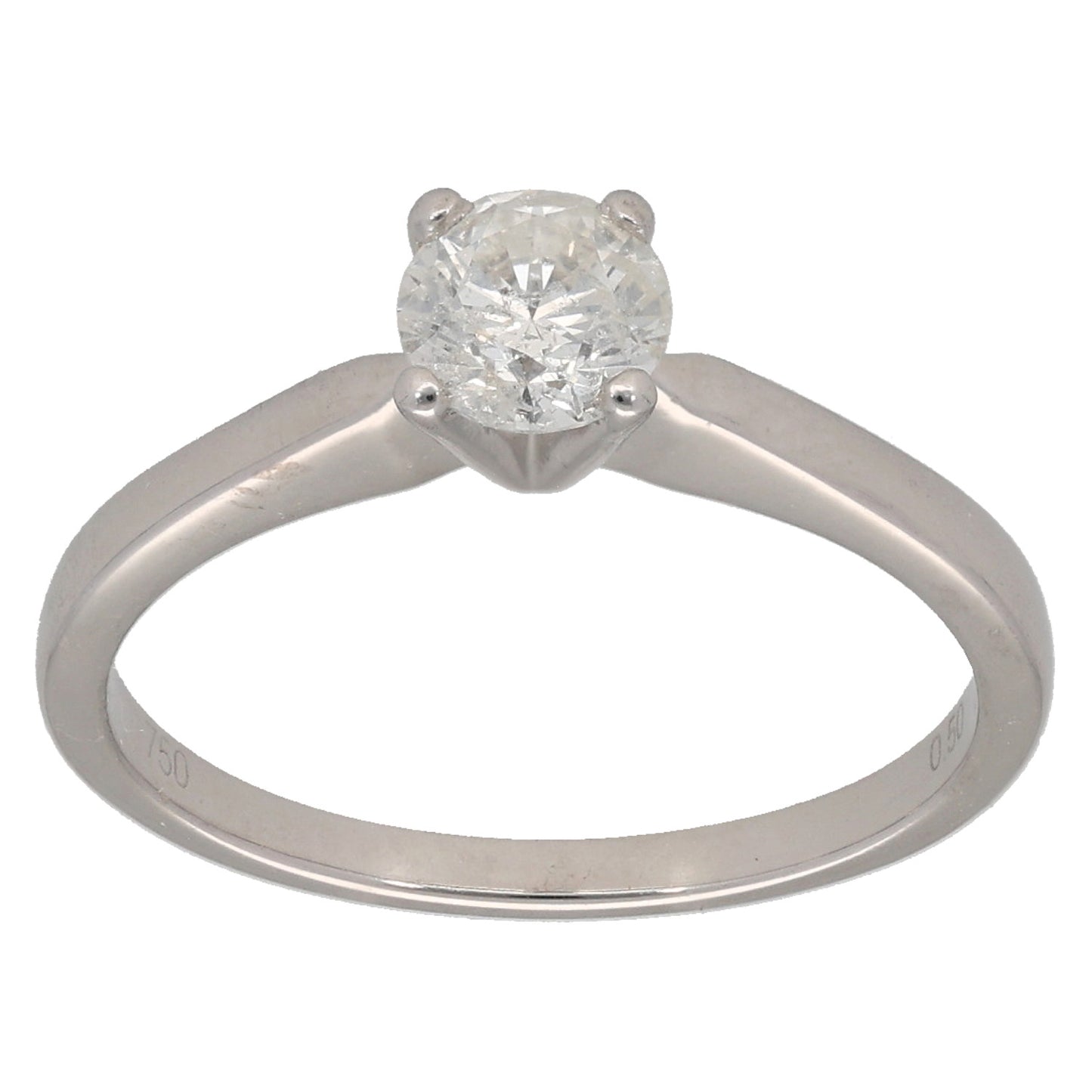 18ct White Gold 0.50ct Diamond Solitaire Ring Size K