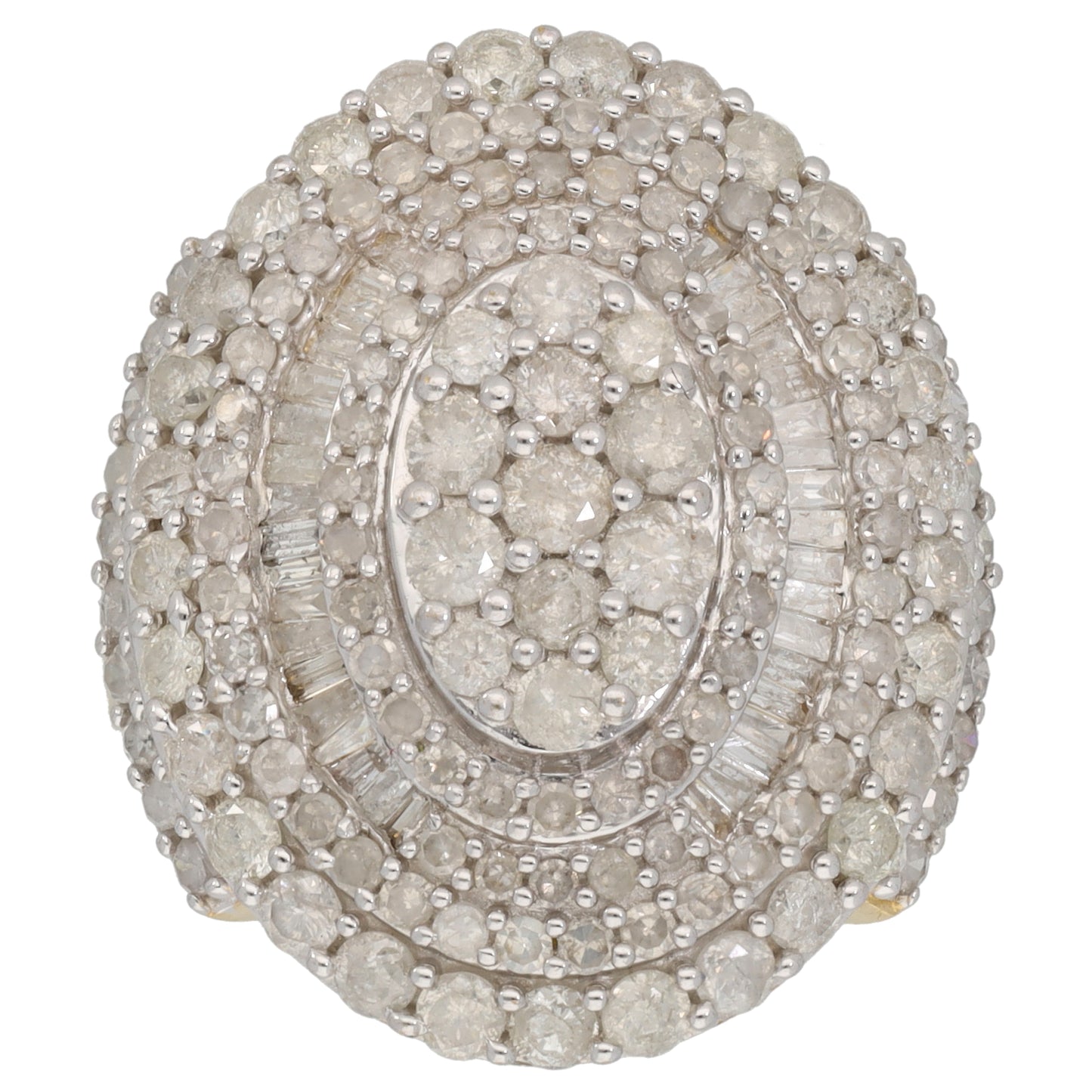 9ct Bicolour Gold 2.65ct Diamond Cluster Ring Size Q