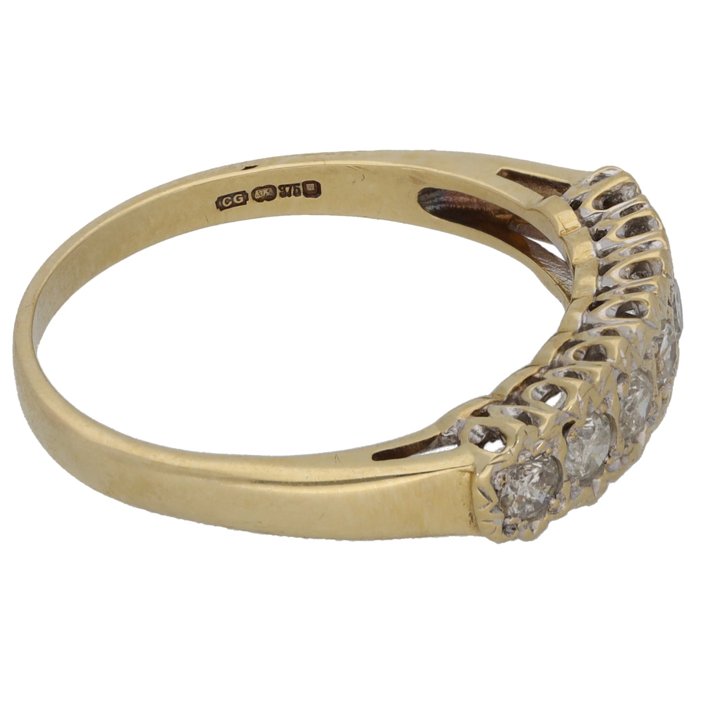9ct Gold 0.50ct Diamond Half Eternity Ring Size R