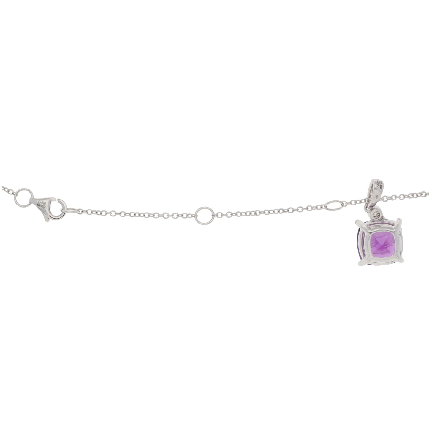 New 9ct White Gold Diamond & Amethyst Cocktail Pendant With Chain