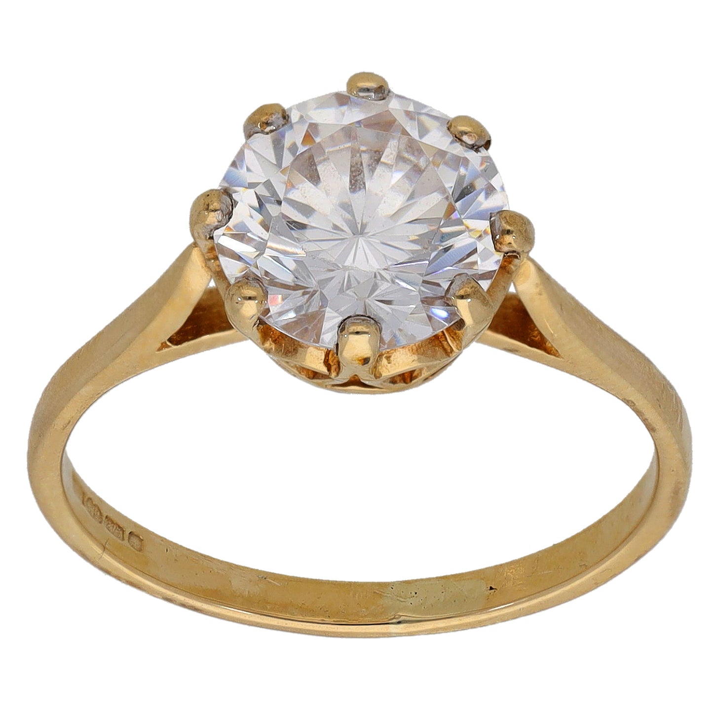9ct Gold Cubic Zirconia Single Stone Ring Size M
