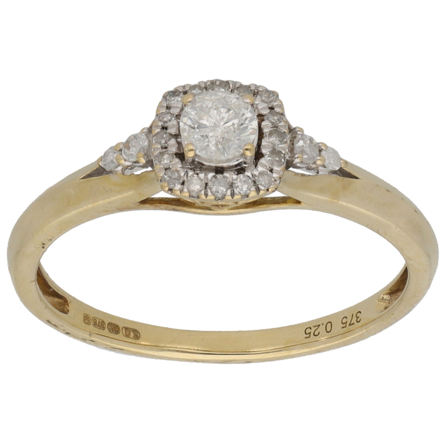 9ct Gold 0.25ct Diamond Cluster Ring Size N